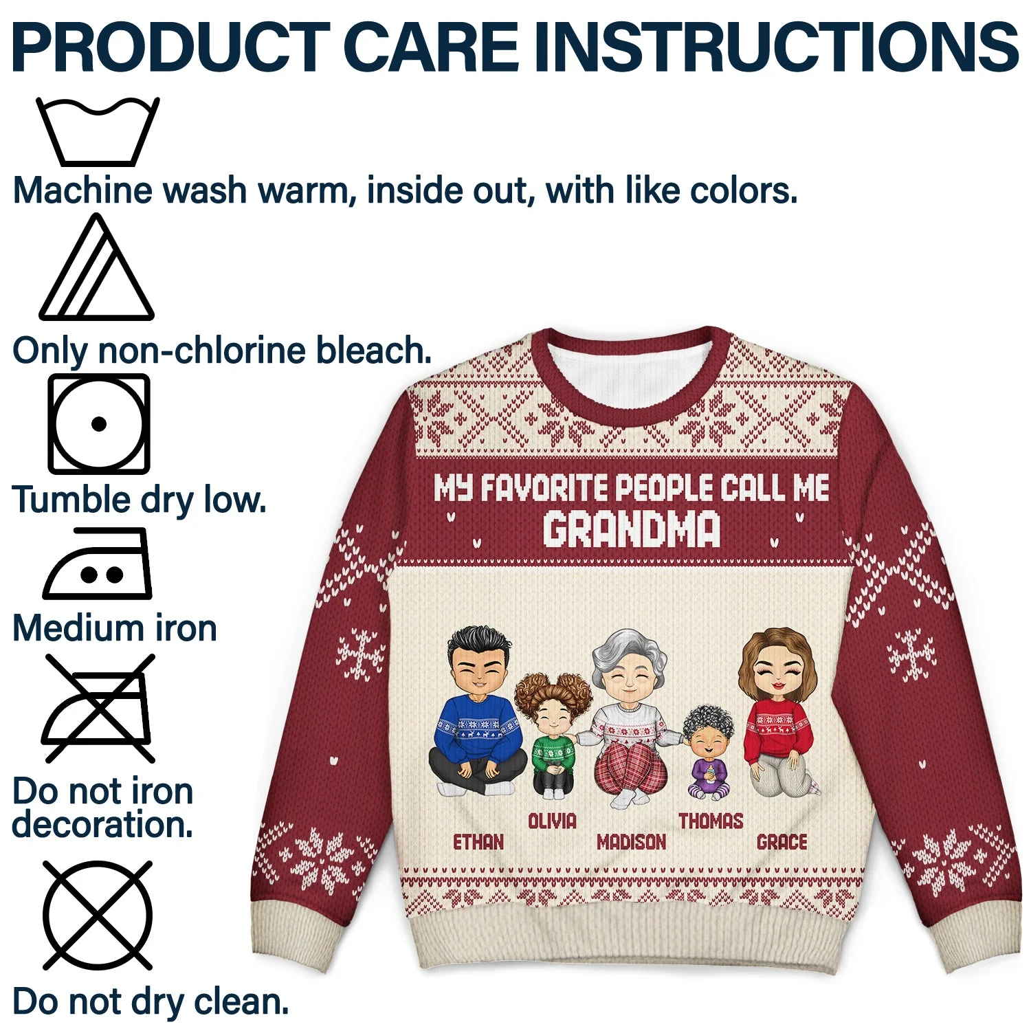 My Favorite People Call Me - Christmas Gift For Grandma, Mom - Personalized Unisex Ugly Sweater - Image 7