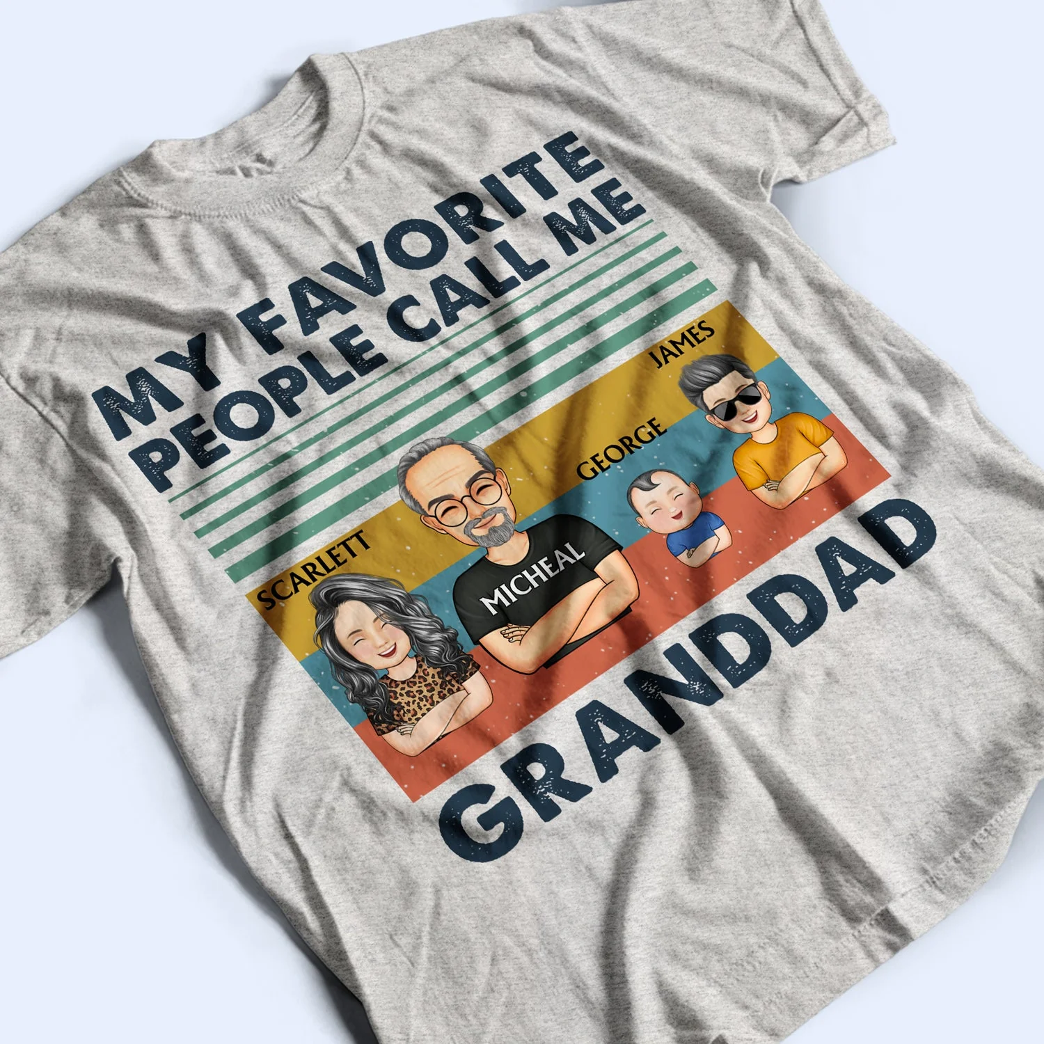 My Favorite People Call Me Dad Grandpa - Birthday, Loving Gift For Dad, Father, Grandpa - Personalized Custom T Shirt - Image 3