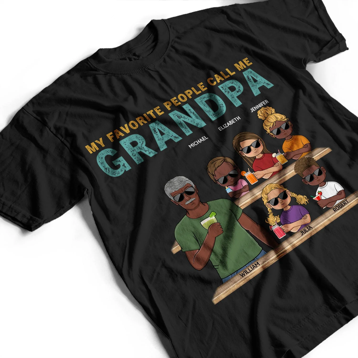 My Favorite People Call Me Grandpa Grandparents Grandkids - Family Gift - Personalized Custom T Shirt - Image 3