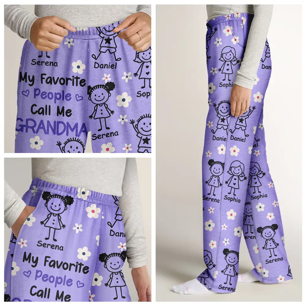 My Favorite People Call Me Nana - Personalized Pajama Pants - Image 7