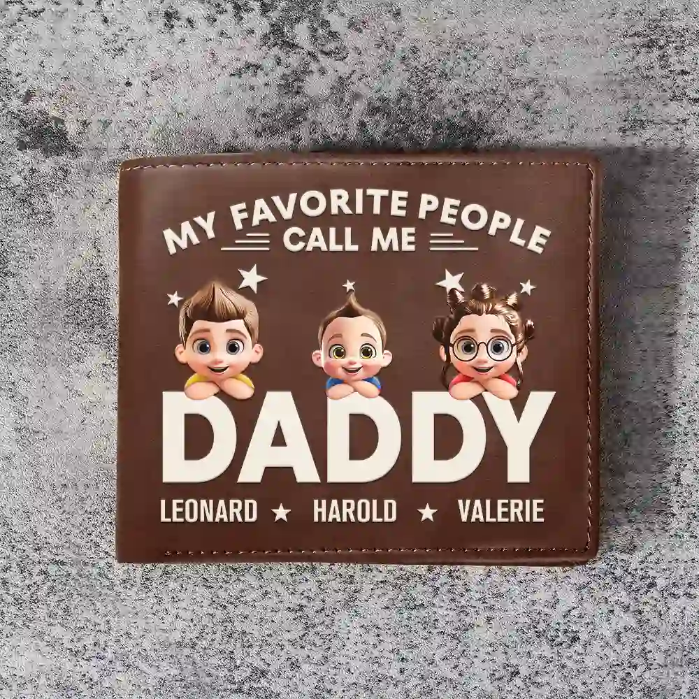 My Favorite People Call Me Papa Daddy - Personalized Leather Wallet - Image 3