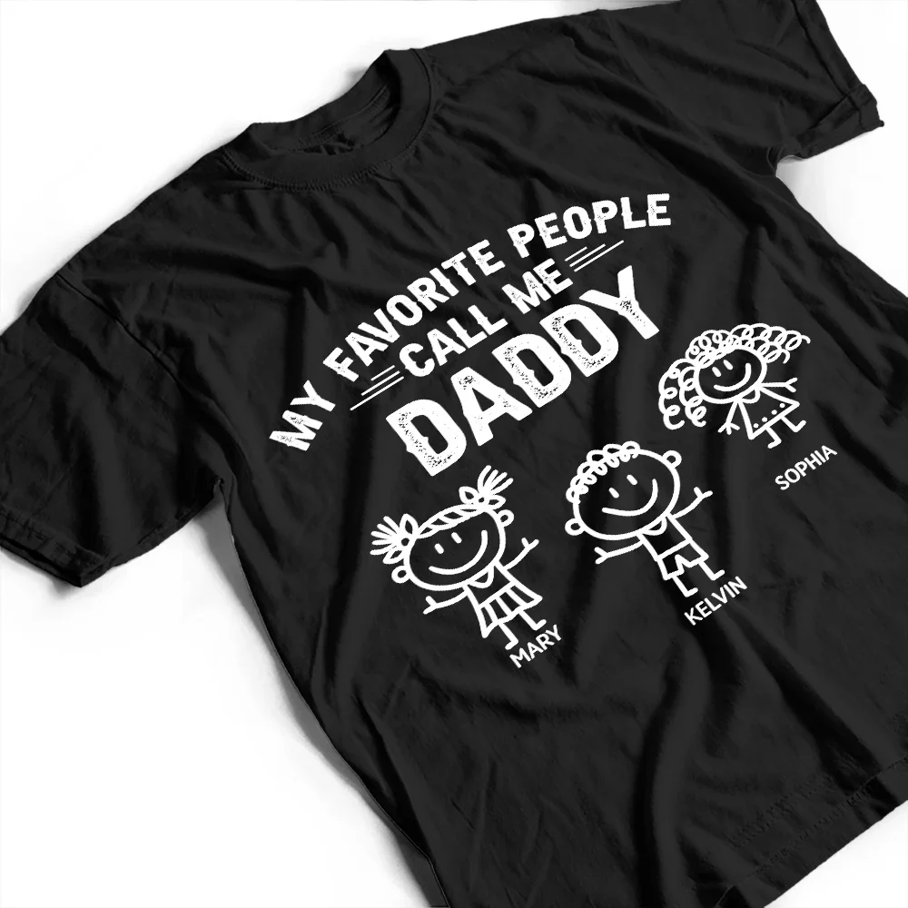 My Favorite People Call Me Papa Kid Stick Figures - Personalized T Shirt - Image 4