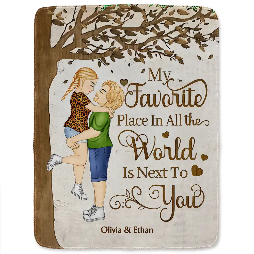 My Favorite Place In All The World - Personalized Fleece Blanket, Sherpa Blanket - Image 2