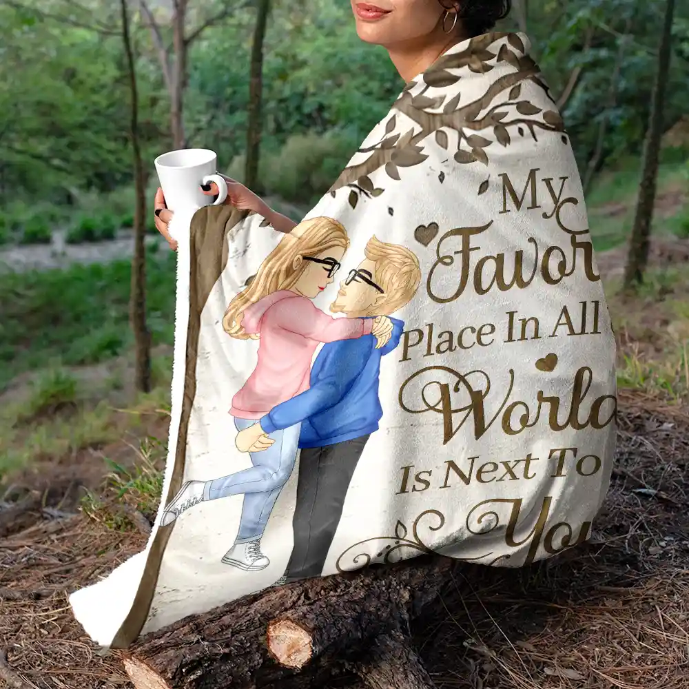 My Favorite Place In All The World - Personalized Fleece Blanket, Sherpa Blanket - Image 5