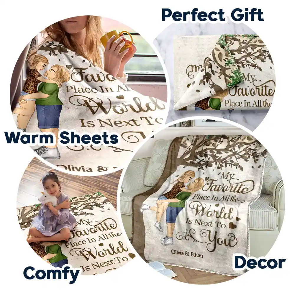 My Favorite Place In All The World - Personalized Fleece Blanket, Sherpa Blanket - Image 7