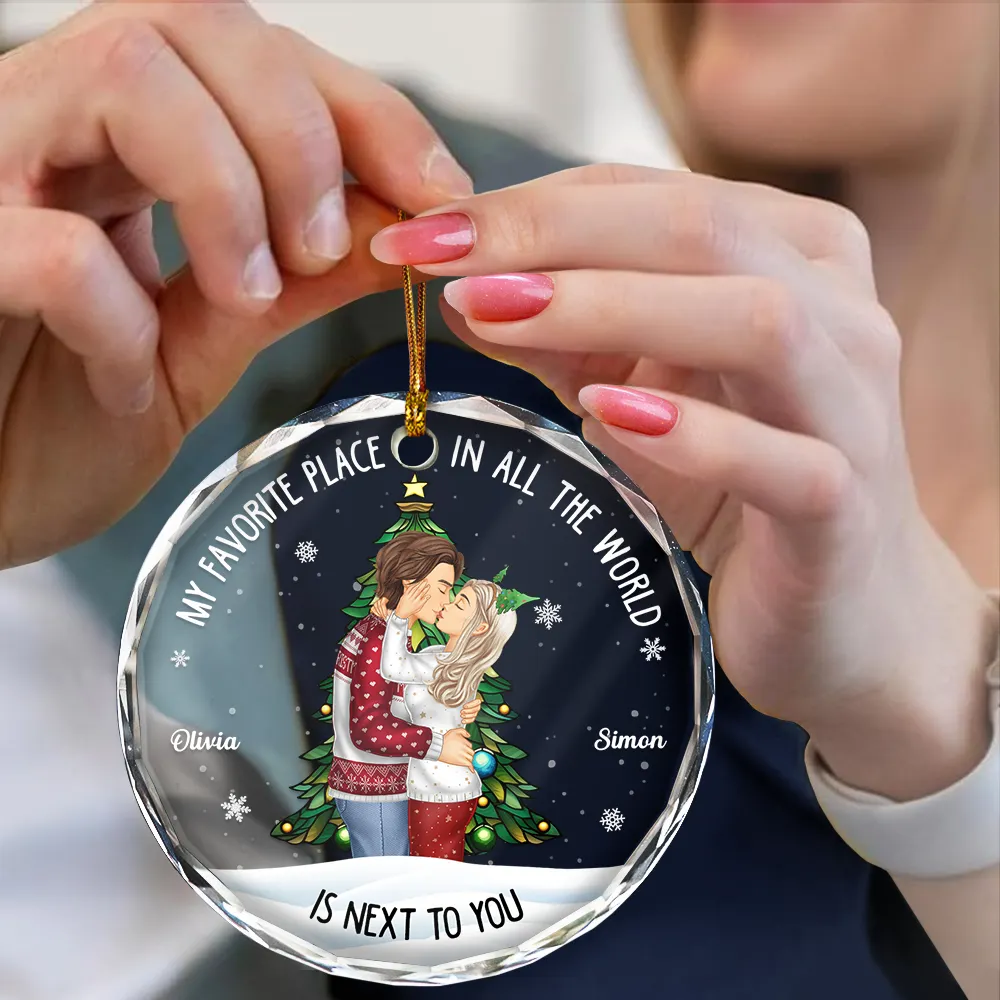 My Favorite Place In All The World Side View - Personalized Circle Glass Ornament - Image 4