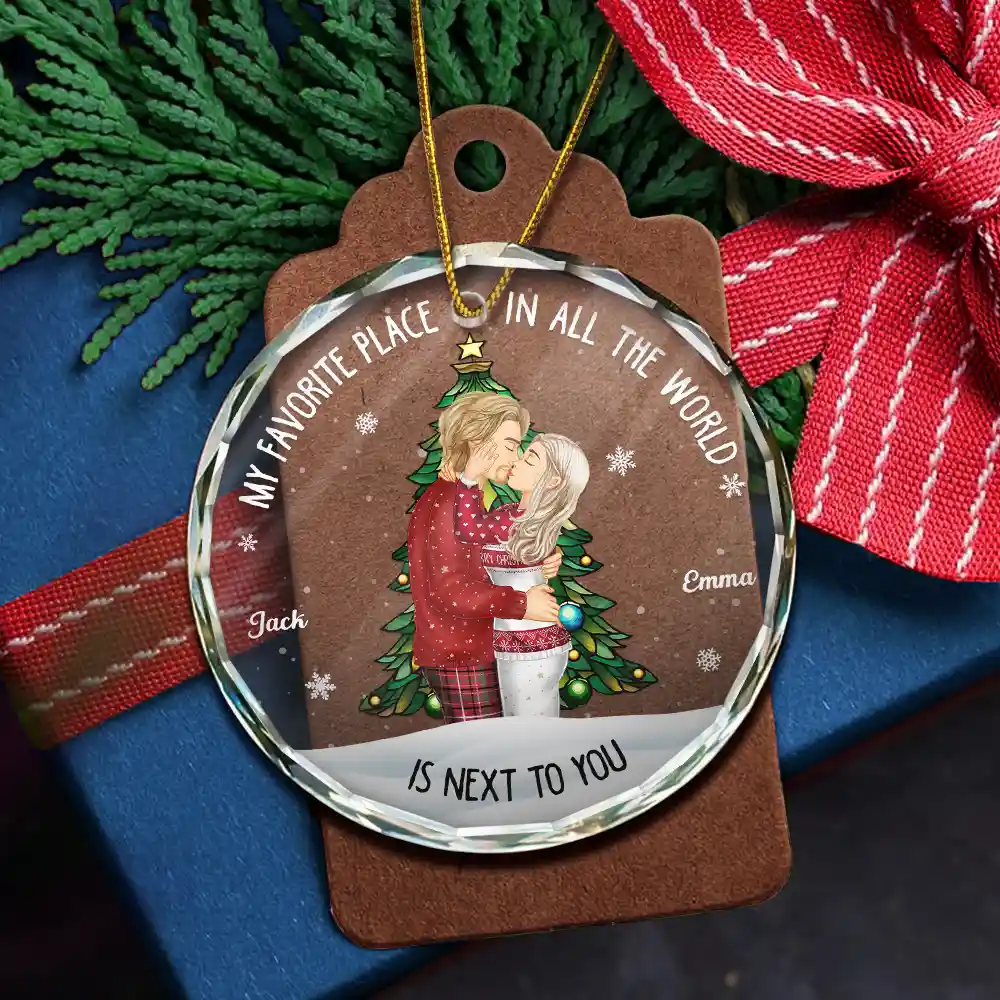 My Favorite Place In All The World Side View - Personalized Circle Glass Ornament - Image 5