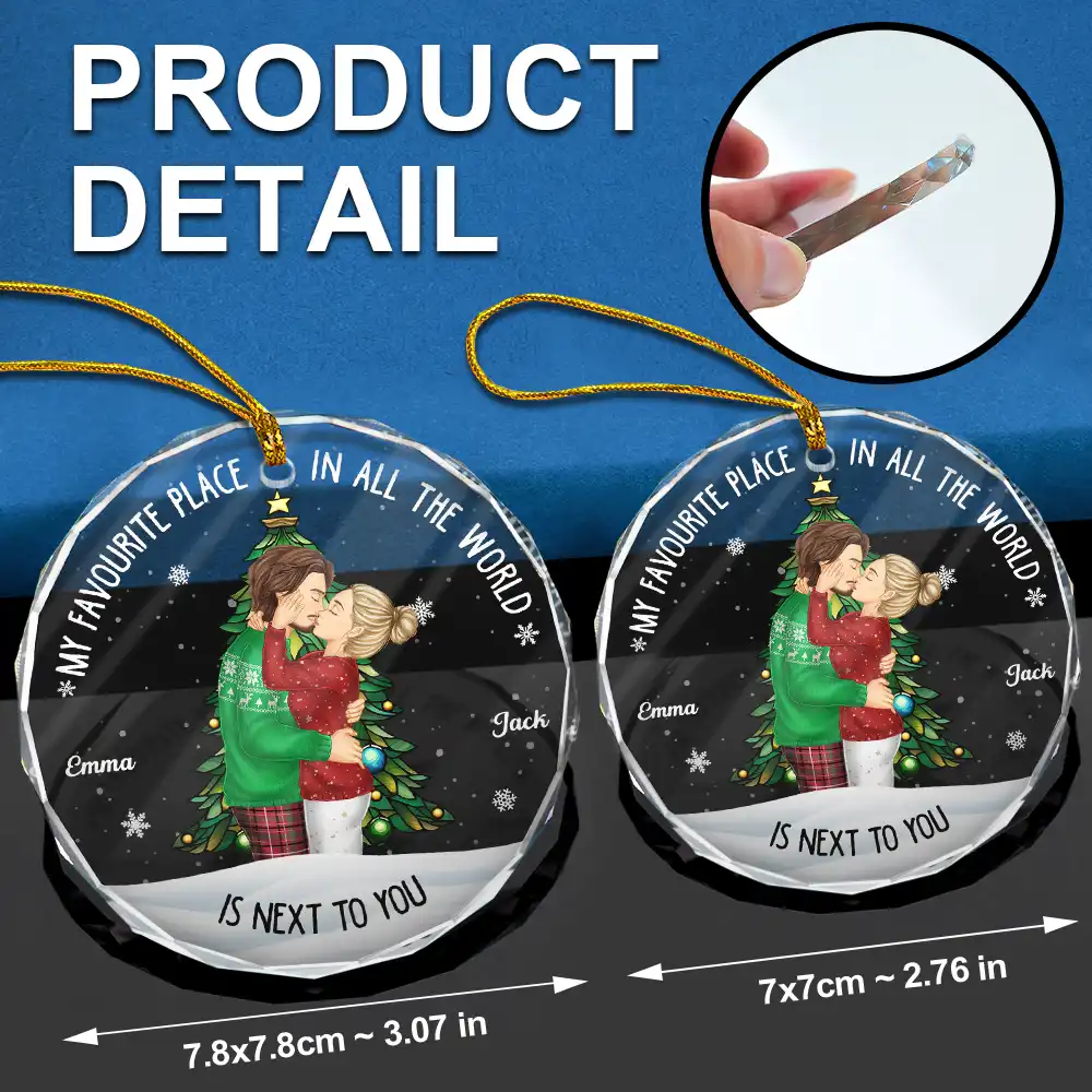 My Favorite Place In All The World Side View - Personalized Circle Glass Ornament - Image 6