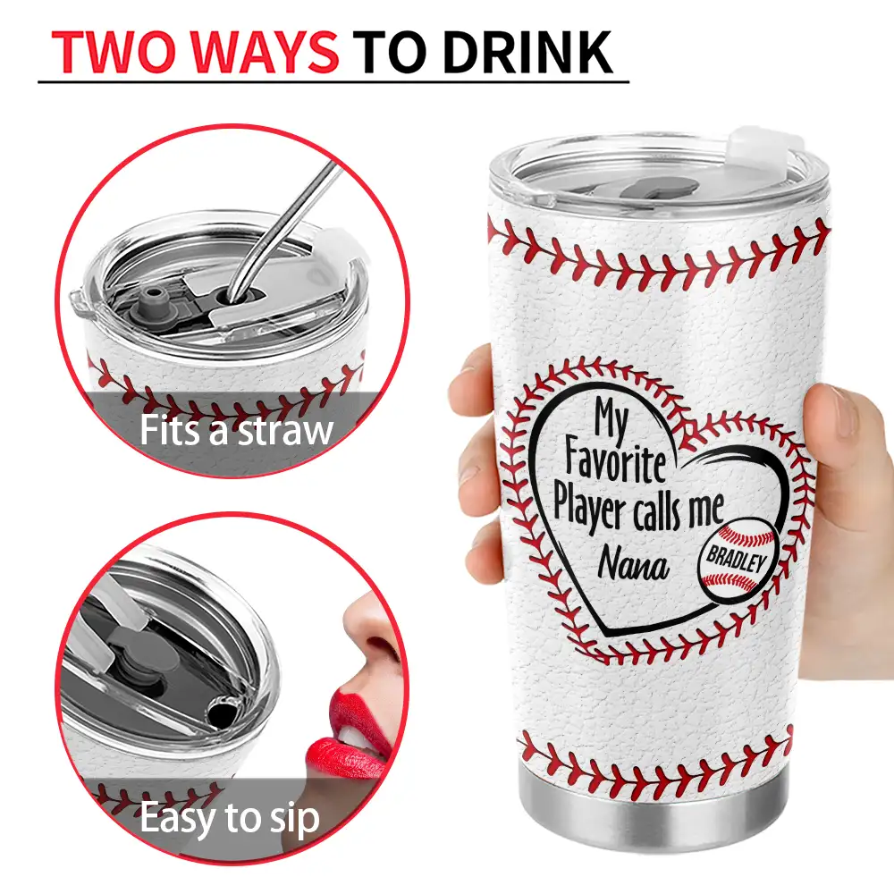 My Favorite Players Call Me Grandma Mom - Personalized Tumbler - Image 4
