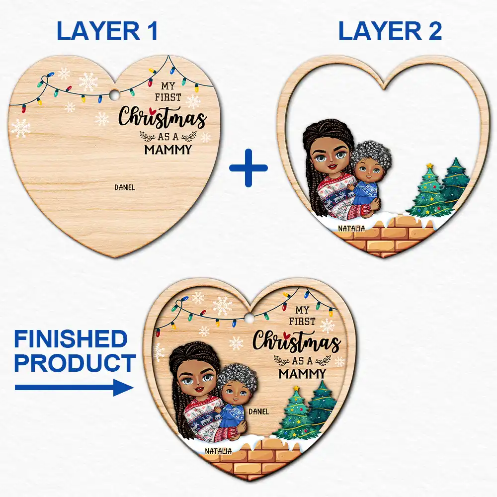 My First Christmas As A Grandma - Personalized 2-Layered Wooden Ornament - Image 6