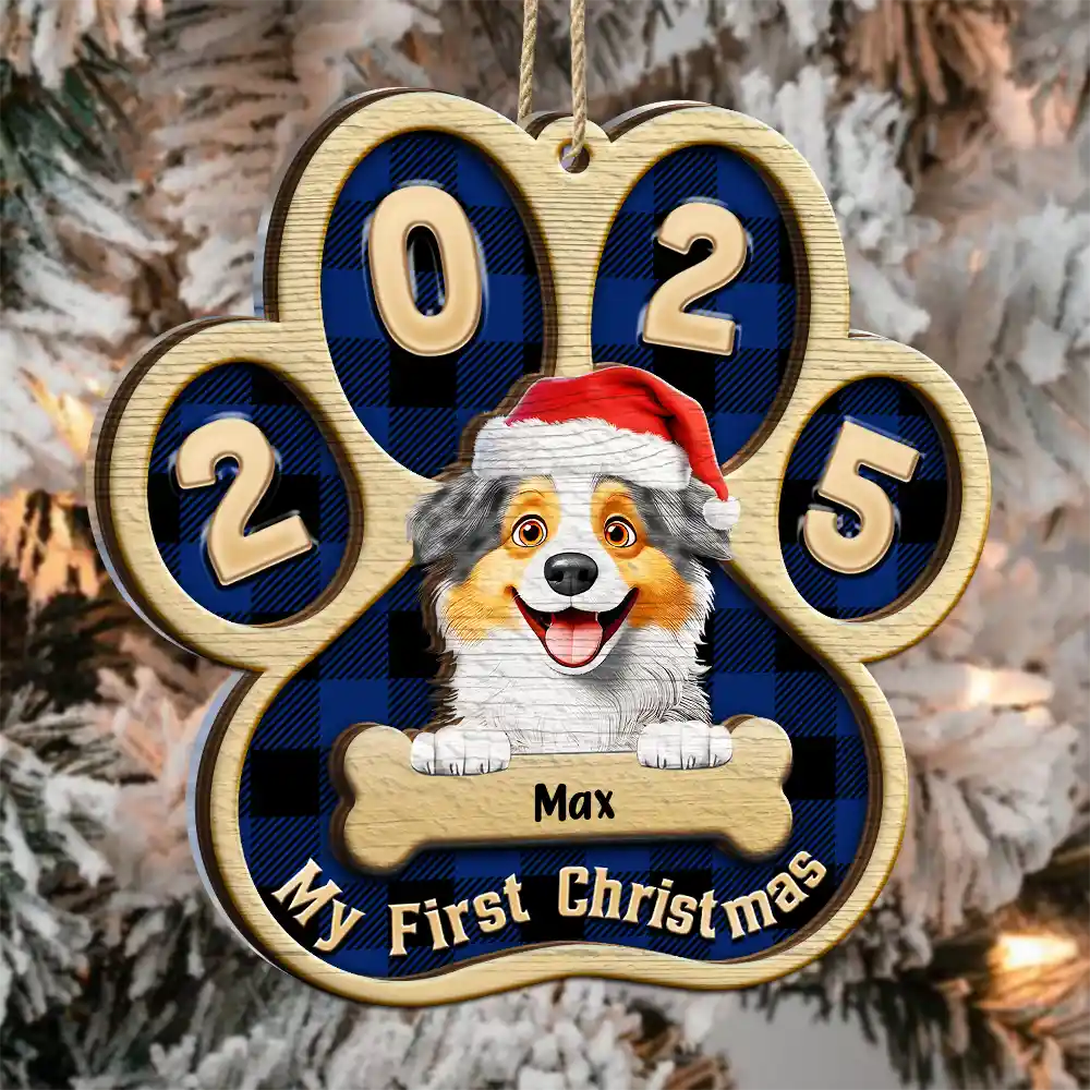 My First Christmas Dog Cat 3D Effect - Personalized 2-Layered Mix Ornament - Image 3