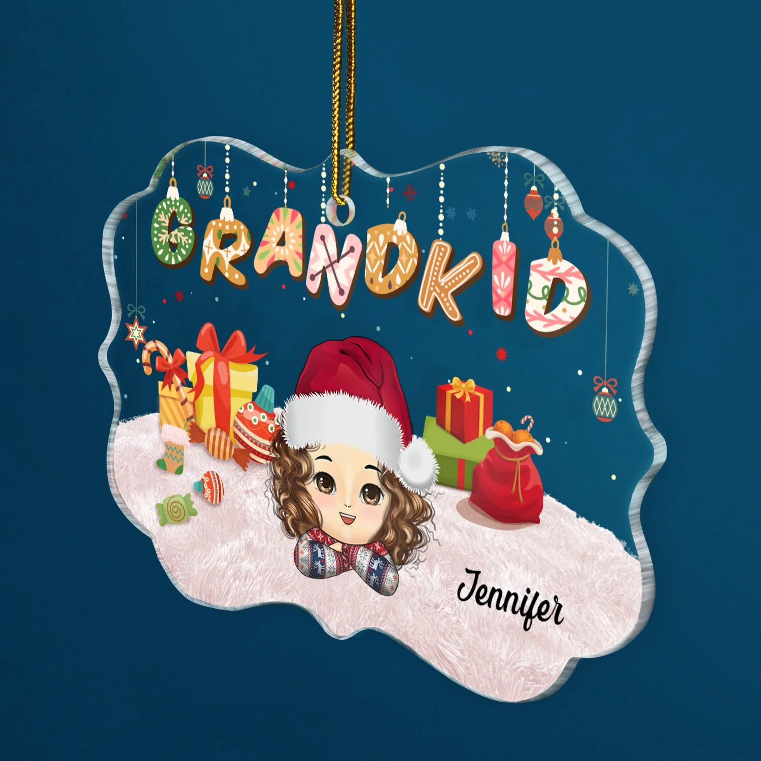 My Grandkids - Christmas, Loving Gift For Grandparents, Grandma, Grandpa, Family - Personalized Medallion Acrylic Ornament - Image 2