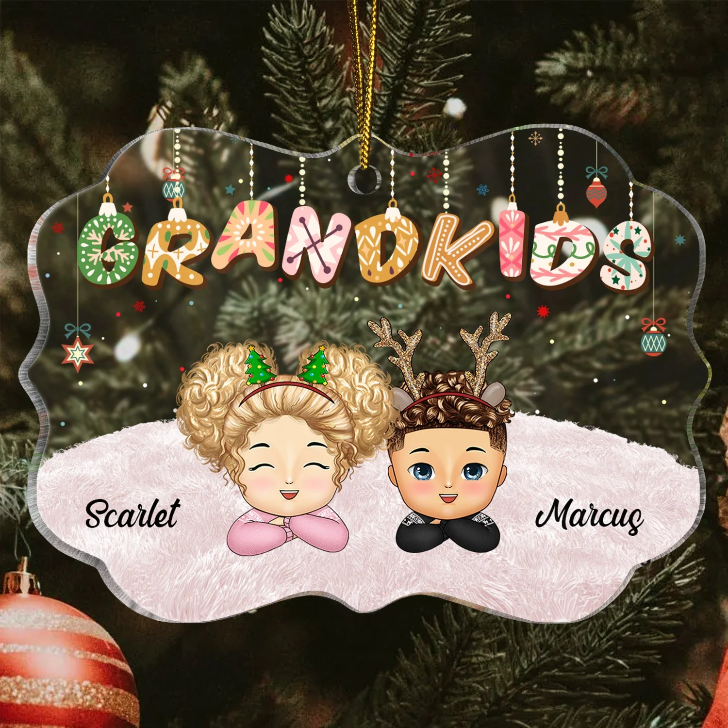 My Grandkids - Christmas, Loving Gift For Grandparents, Grandma, Grandpa, Family - Personalized Medallion Acrylic Ornament - Image 3