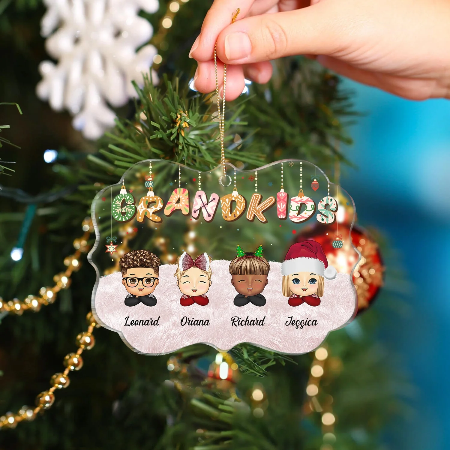 My Grandkids - Christmas, Loving Gift For Grandparents, Grandma, Grandpa, Family - Personalized Medallion Acrylic Ornament - Image 4