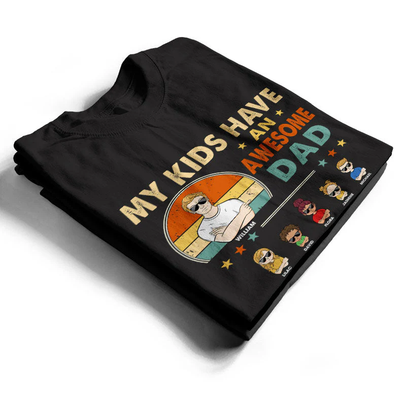 My Grandkids Have An Awesome Papa - Father & Grandpa Gift - Personalized Custom T Shirt - Image 2
