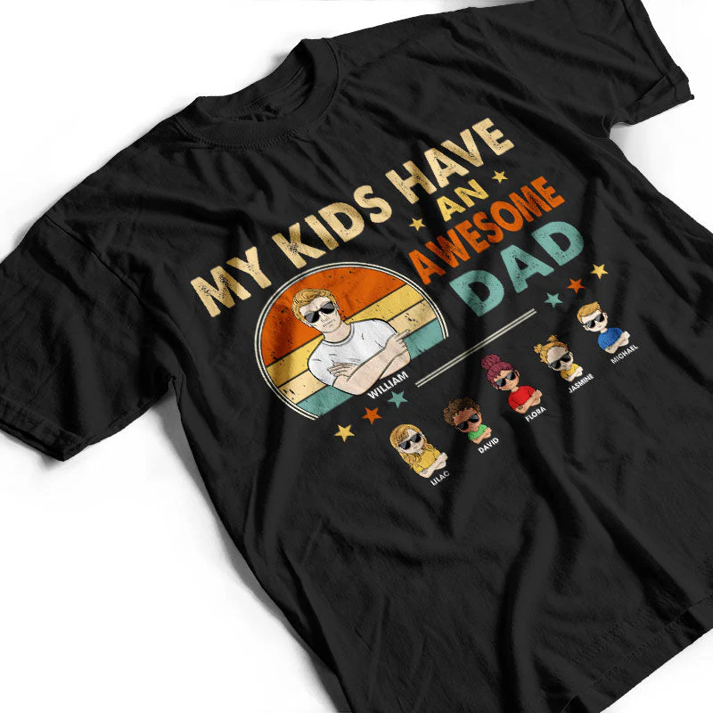 My Grandkids Have An Awesome Papa - Father & Grandpa Gift - Personalized Custom T Shirt - Image 3