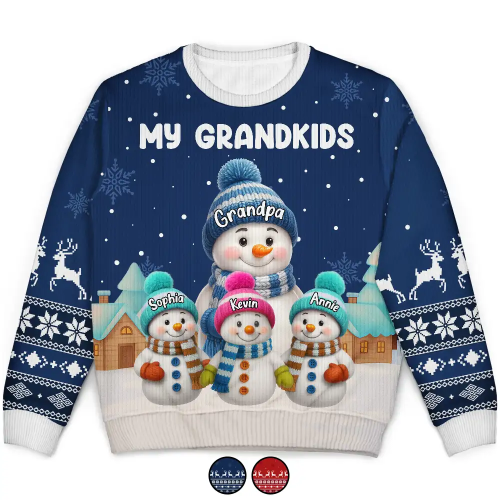 My Grandkids Snowman 3D Effect - Personalized Unisex Ugly Sweater - Image 2