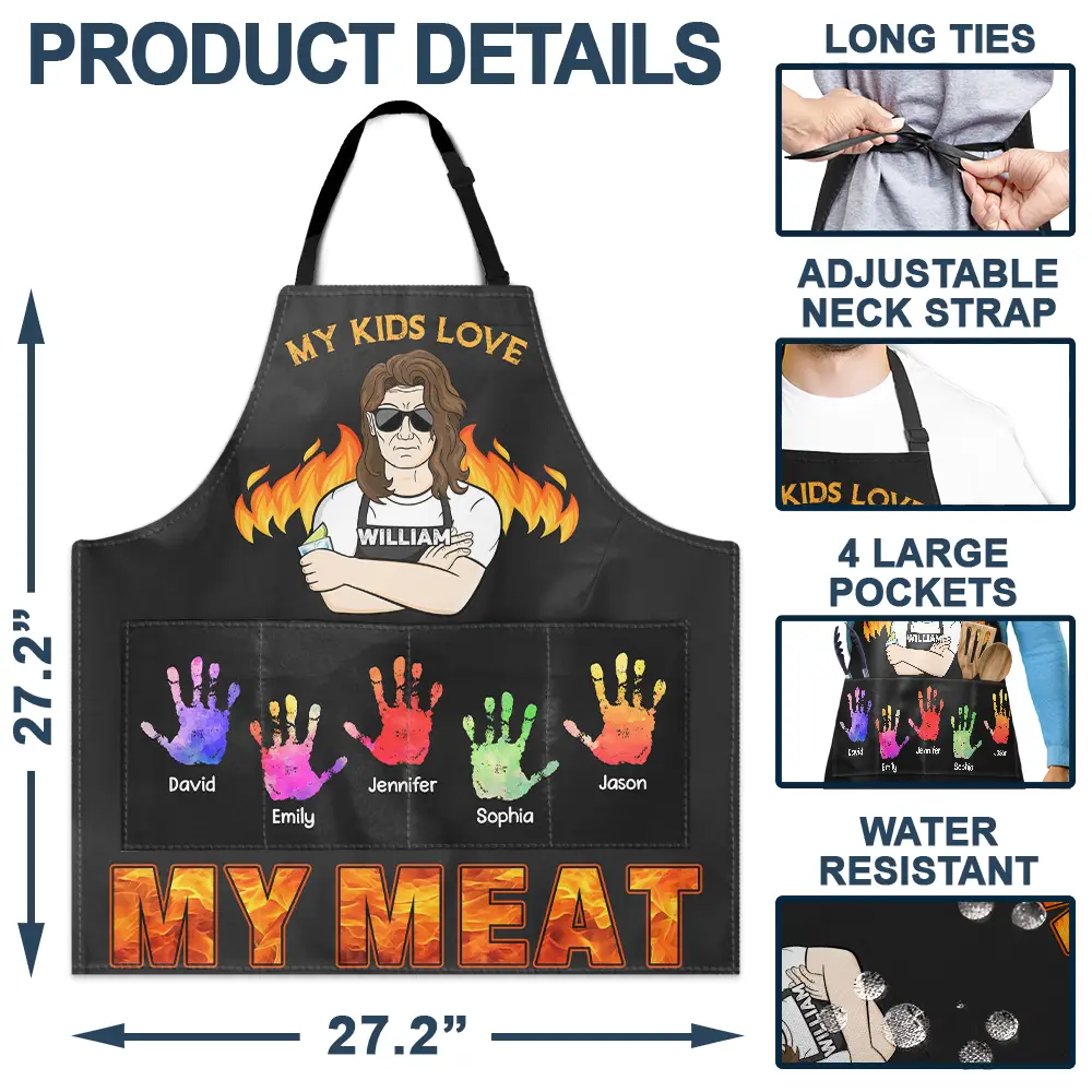 My Kids Love My Meat - Personalized Apron - Image 4