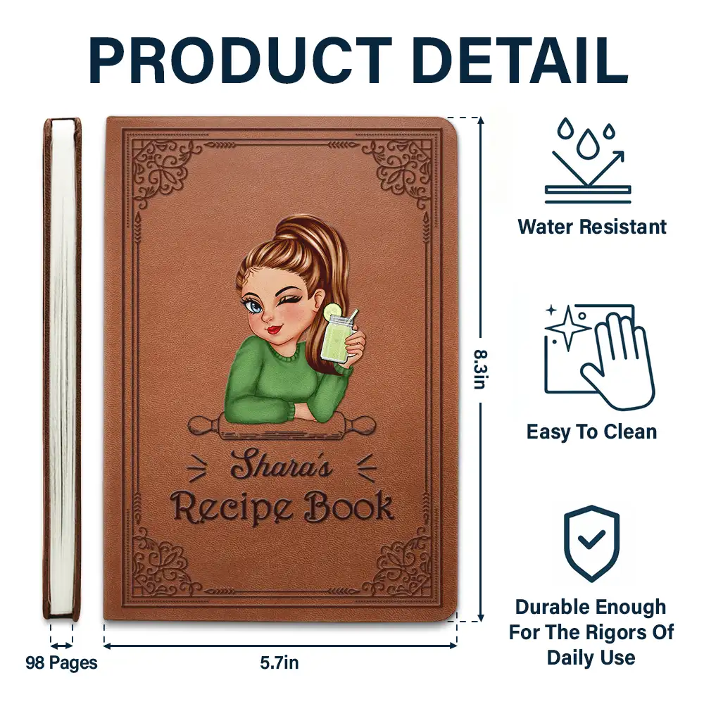 My Leather Recipe Cookbook - Personalized Leather Journal - Image 5