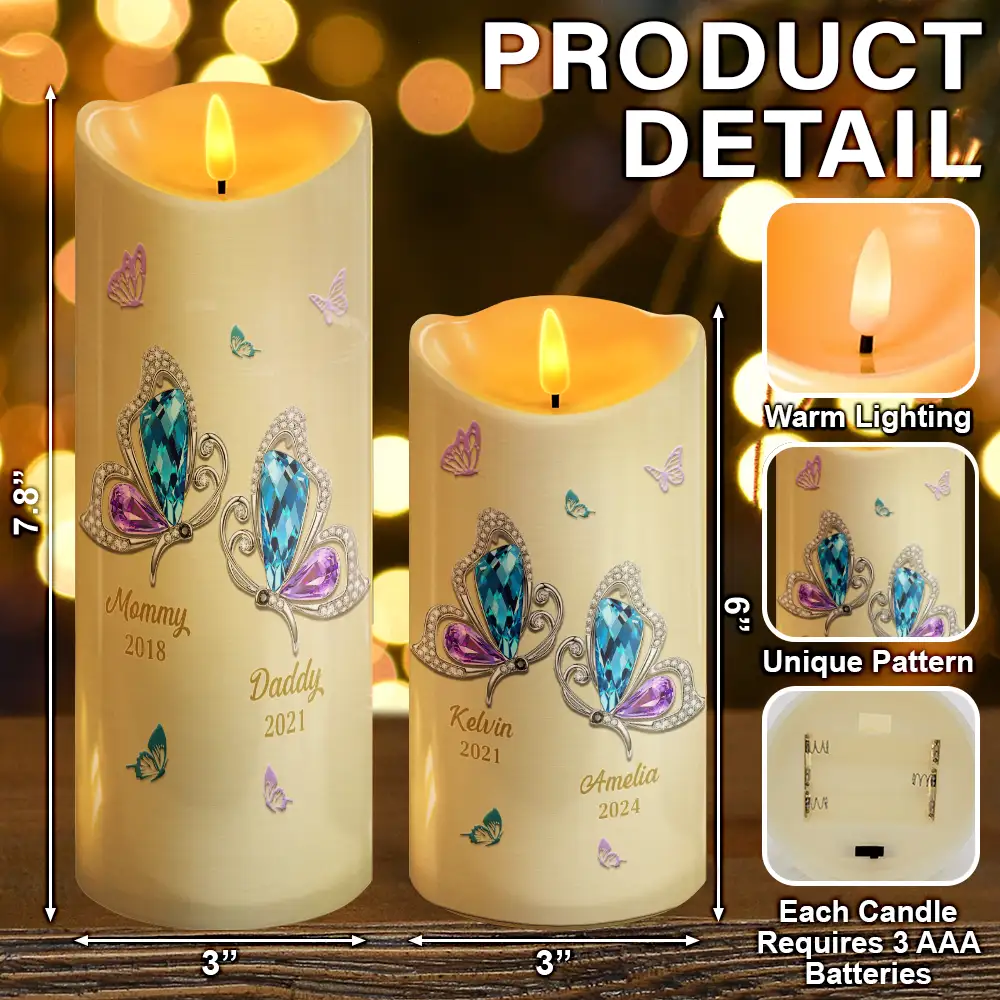 My Mind Still Talks To You Butterfly Memorial - Personalized Flameless LED Candle - Image 5