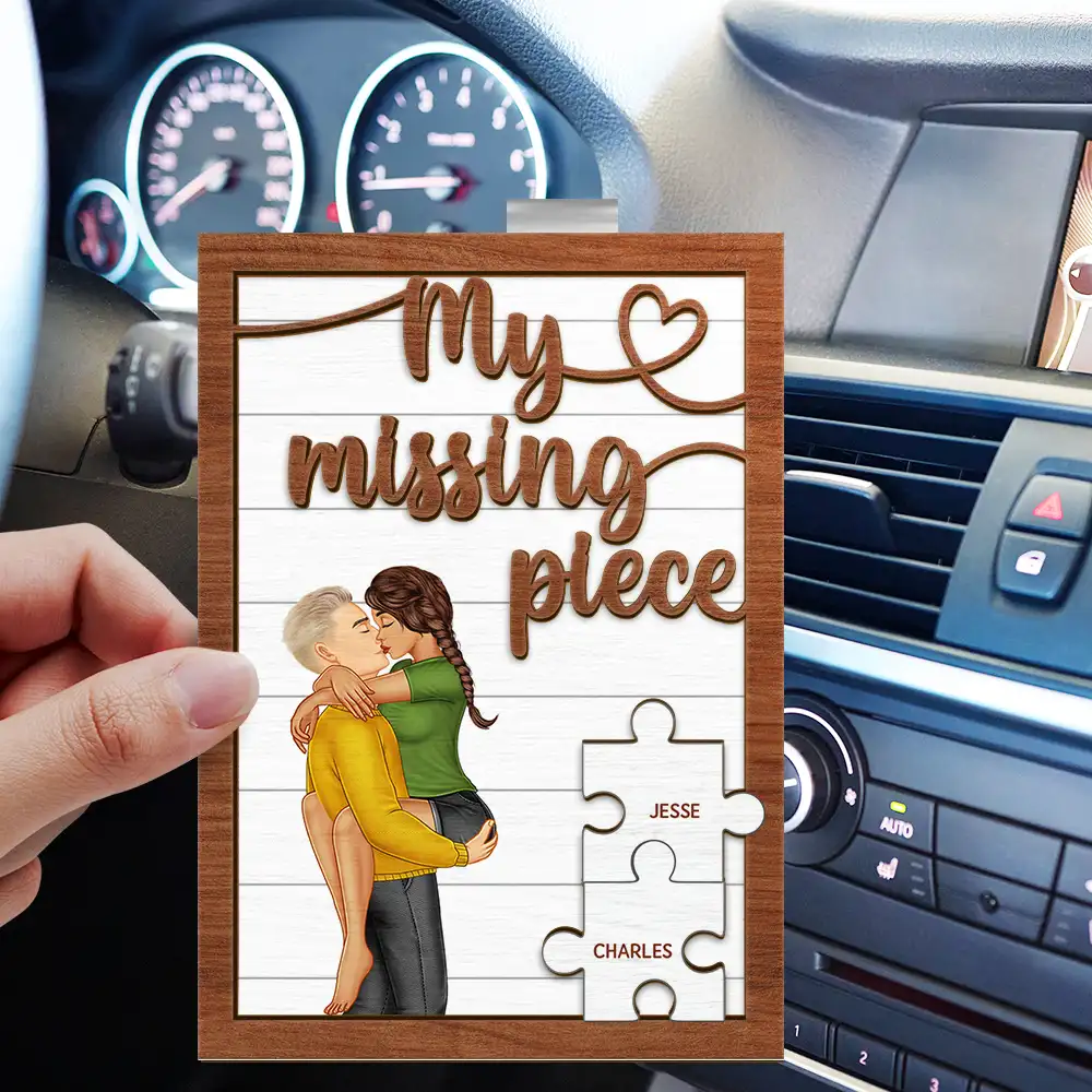 My Missing Piece Kissing Couple - Personalized Custom Shaped Car Visor Clip - Image 3