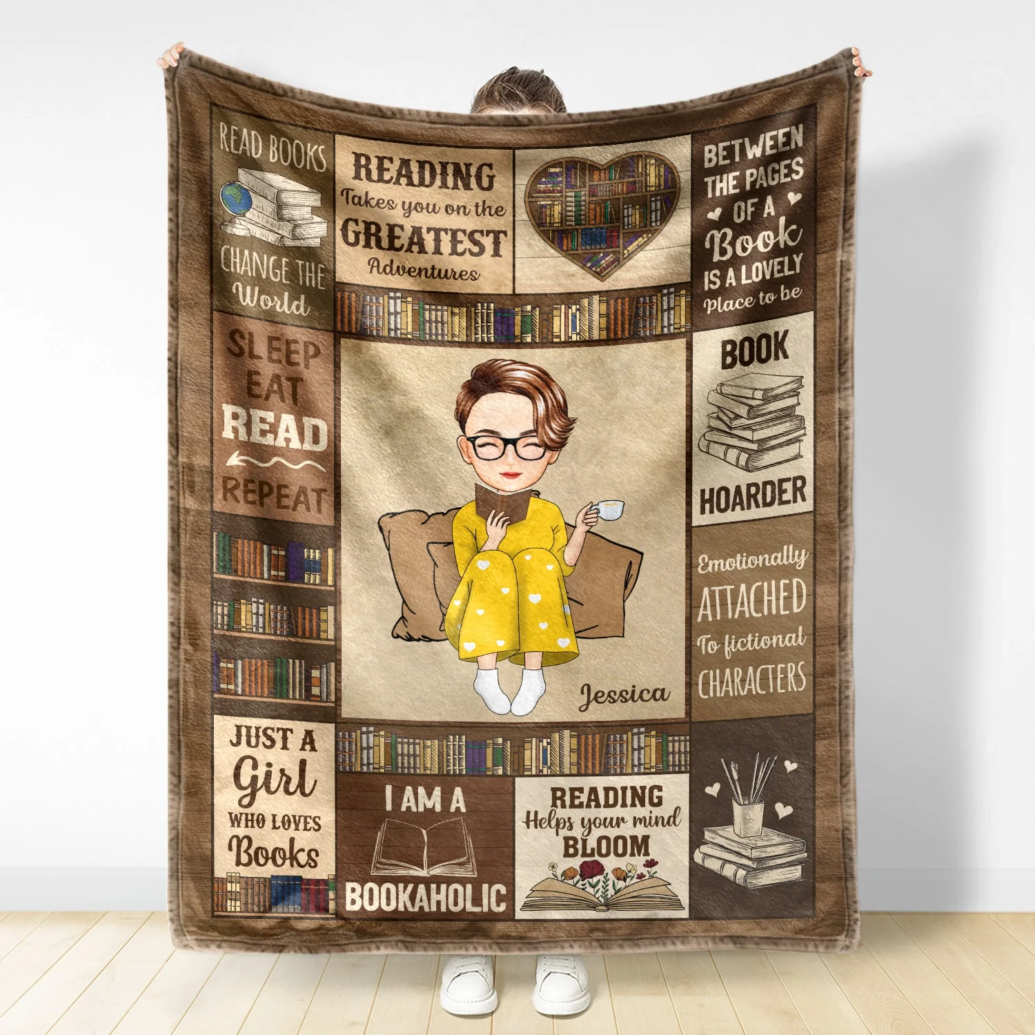 My Reading Blanket I Am A Bookaholic - Gift For Book Lovers, Gift For Kid - Personalized Fleece Blanket - Image 3