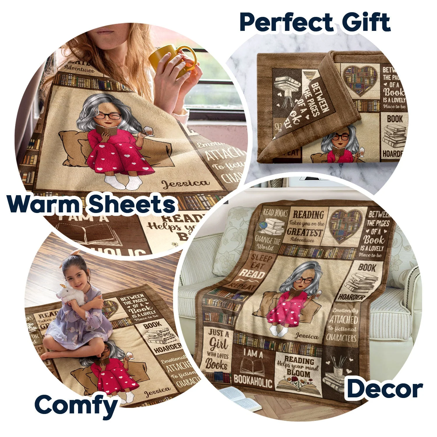 My Reading Blanket I Am A Bookaholic - Gift For Book Lovers, Gift For Kid - Personalized Fleece Blanket - Image 7