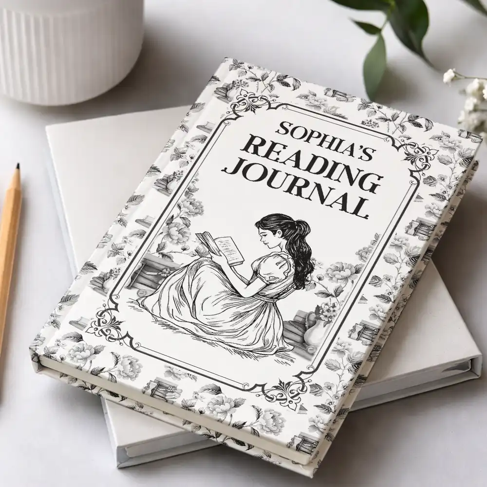 My Reading Journal Chinoiserie Toile - Personalized Hardcover Journal - Image 2