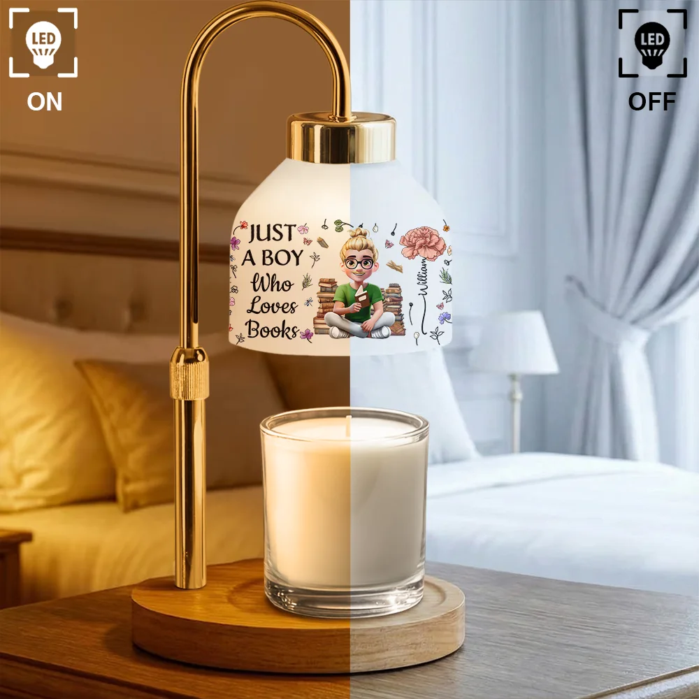 Just A Girl Who Loves Books With Birth Month Flower - Personalized Candle Warmer Lamp - Image 2