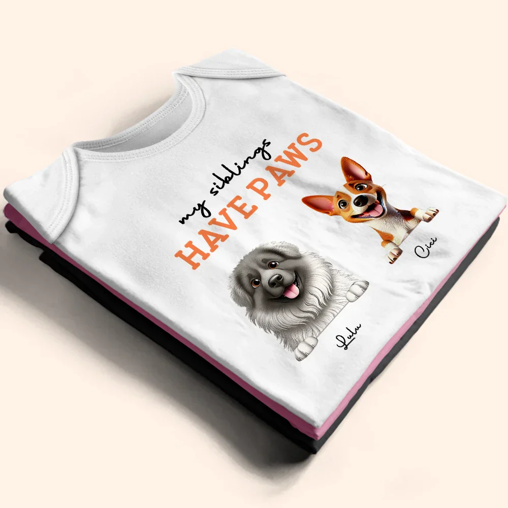 My Siblings Have Paws 3D Effect Dog Cat - Personalized Baby Onesie - Image 3