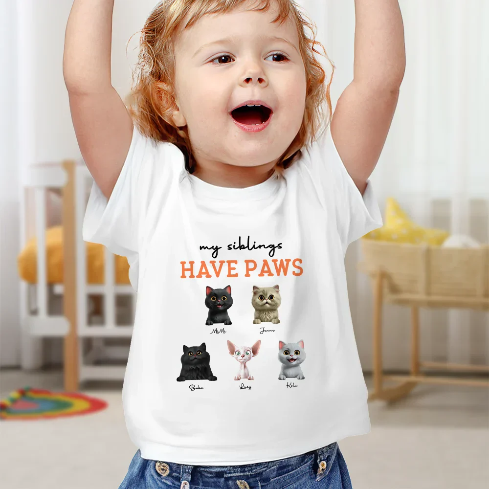 My Siblings Have Paws 3D Effect Dog Cat - Personalized Baby Onesie - Image 6