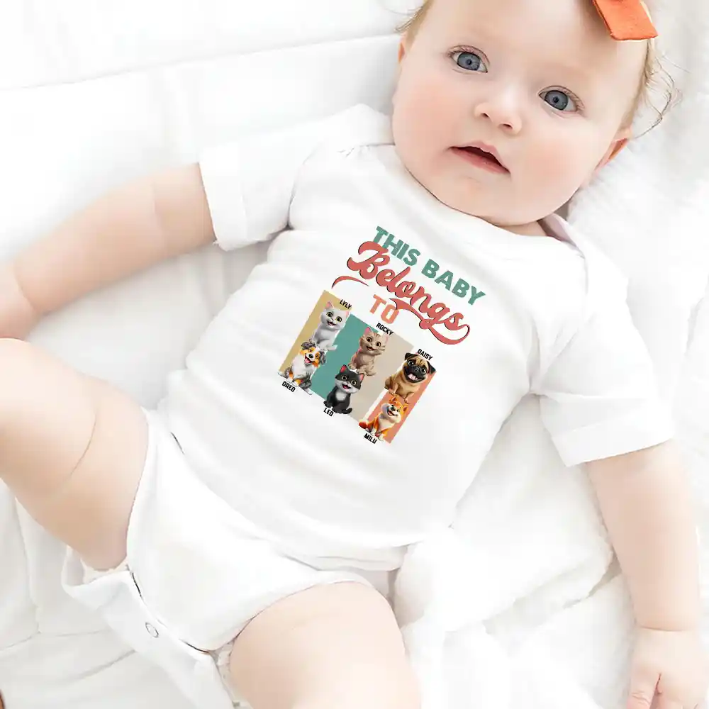 My Siblings Have Paws Dog Cat - Personalized Baby Onesie - Image 5