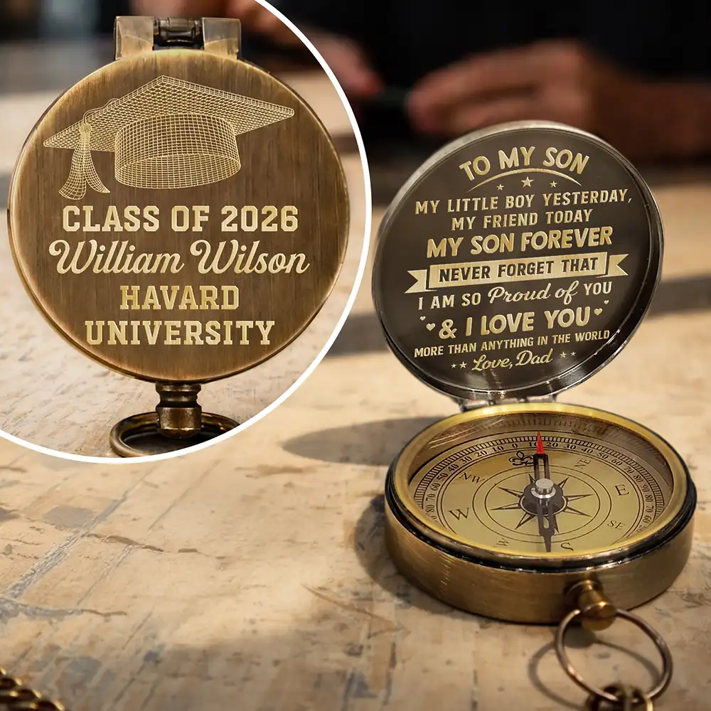 My Son Grandson Forever - Personalized Engraved Brass Compass