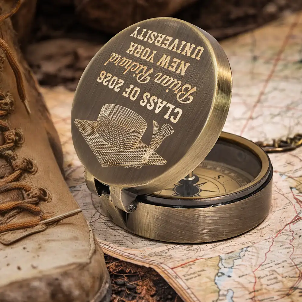 My Son Grandson Forever - Personalized Engraved Brass Compass - Image 5