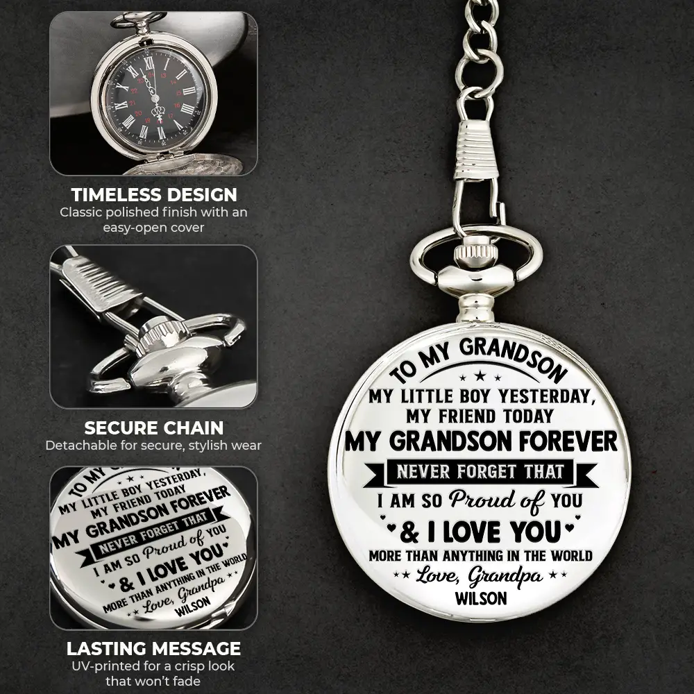 My Son Grandson Forever - Personalized Pocket Watch - Image 5
