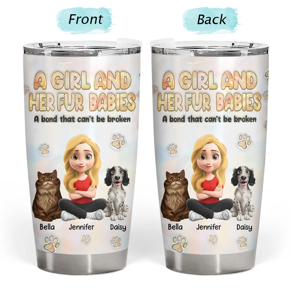 Nacre Effect A Girl And Her Fur Babies - Personalized Tumbler - Image 3