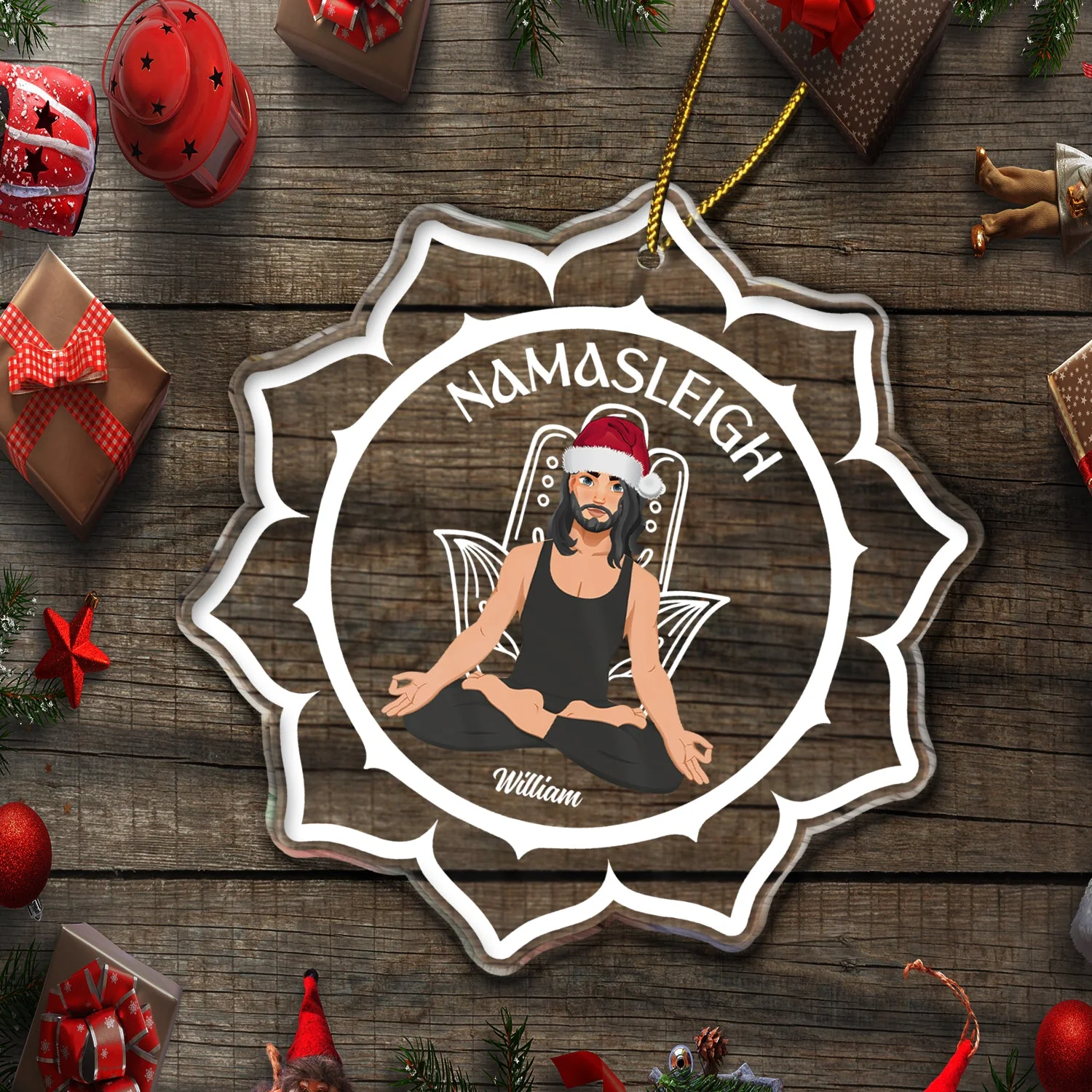 Namasleigh - Christmas Gift For Yoga Lovers - Personalized Custom Shaped Acrylic Ornament - Image 5