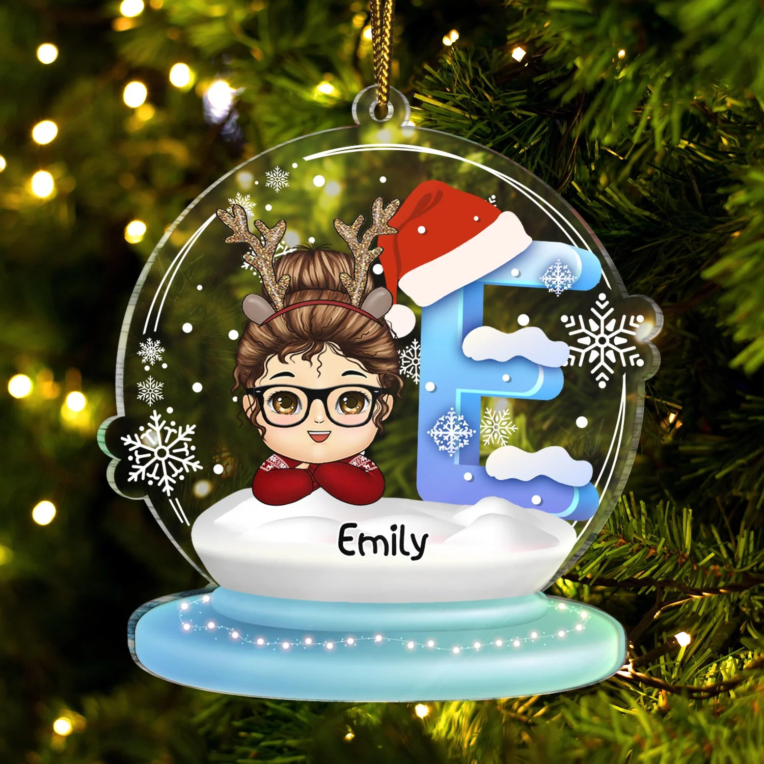 Name Letter Chibi Kid, Baby - Christmas, Lovely Gift For Family, Parents, Grandparents - Personalized Custom Shaped Acrylic Ornament