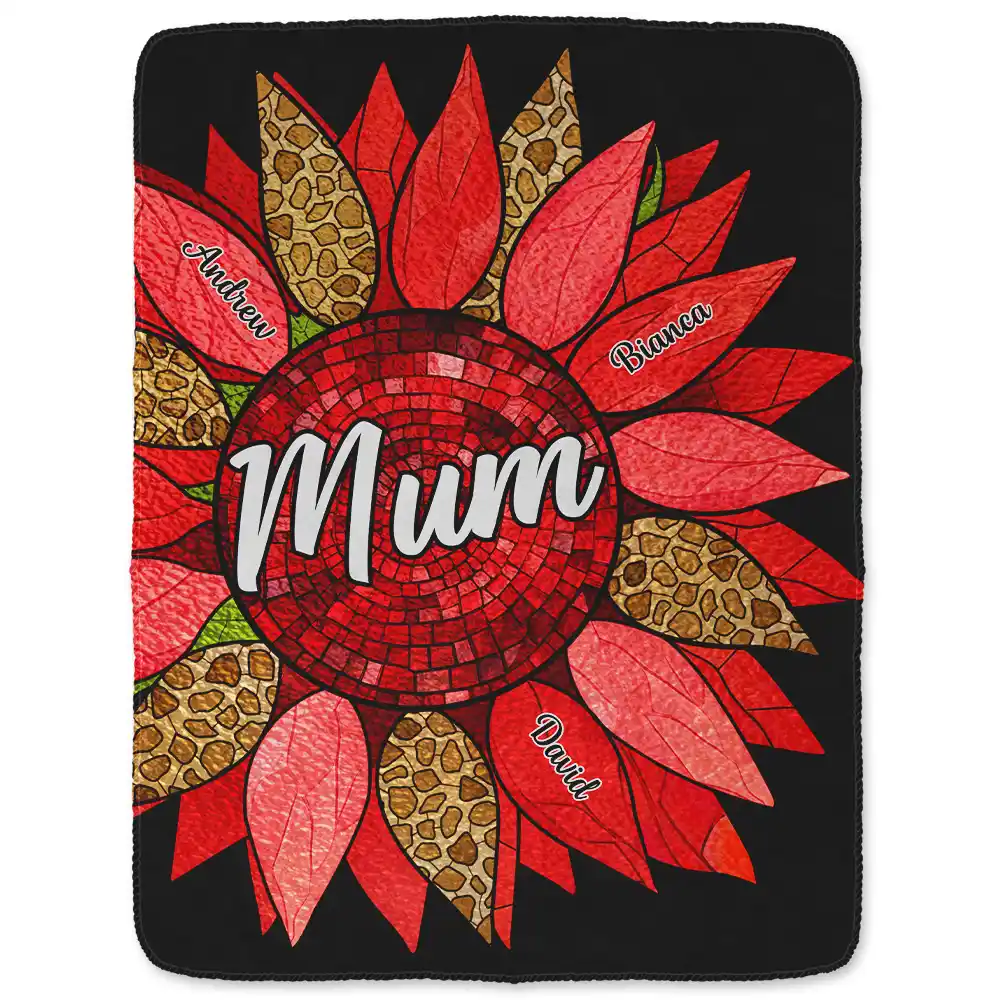 Nana Auntie Mom Family Sunflower - Personalized Fleece Blanket, Sherpa Blanket - Image 2