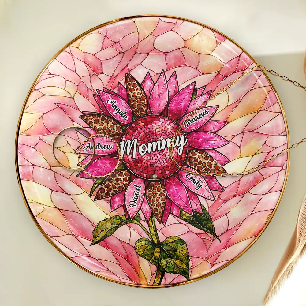 Nana Auntie Mom Family Sunflower - Personalized Ring Dish - Image 4