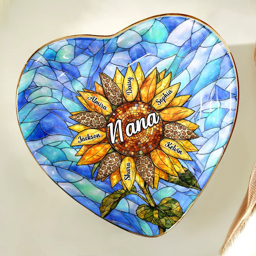 Nana Auntie Mom Family Sunflower - Personalized Ring Dish - Image 5