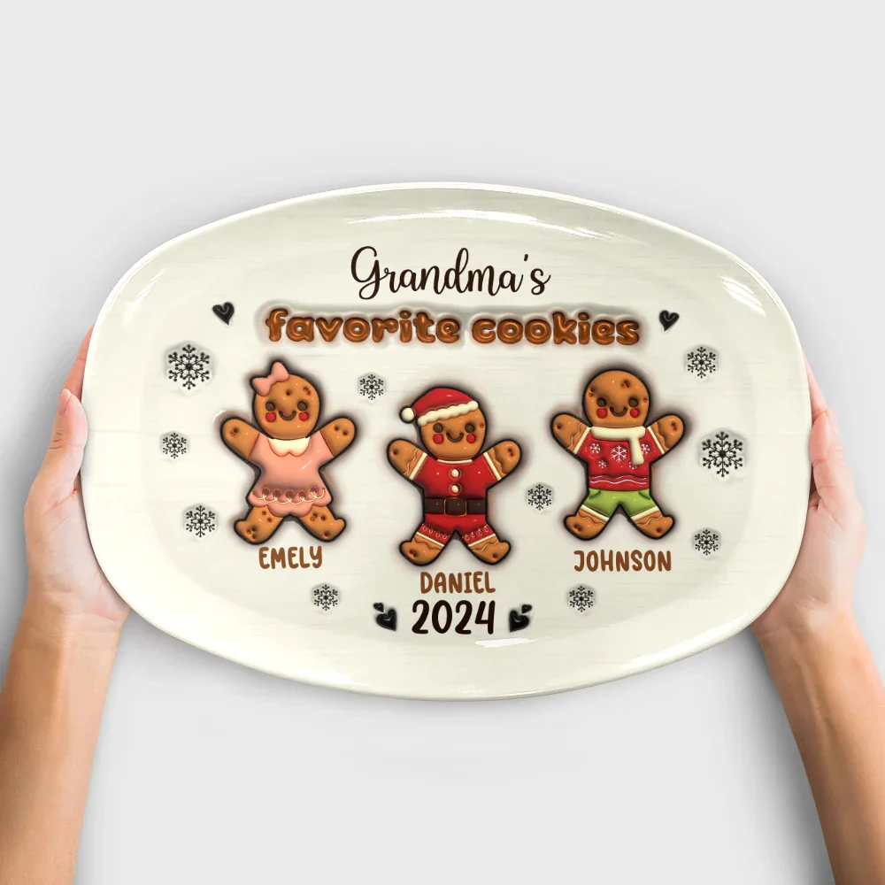 Nana Grandma Favorite Gingerbread Cookies - 3D Inflated Effect Printed Personalized Plate - Image 4
