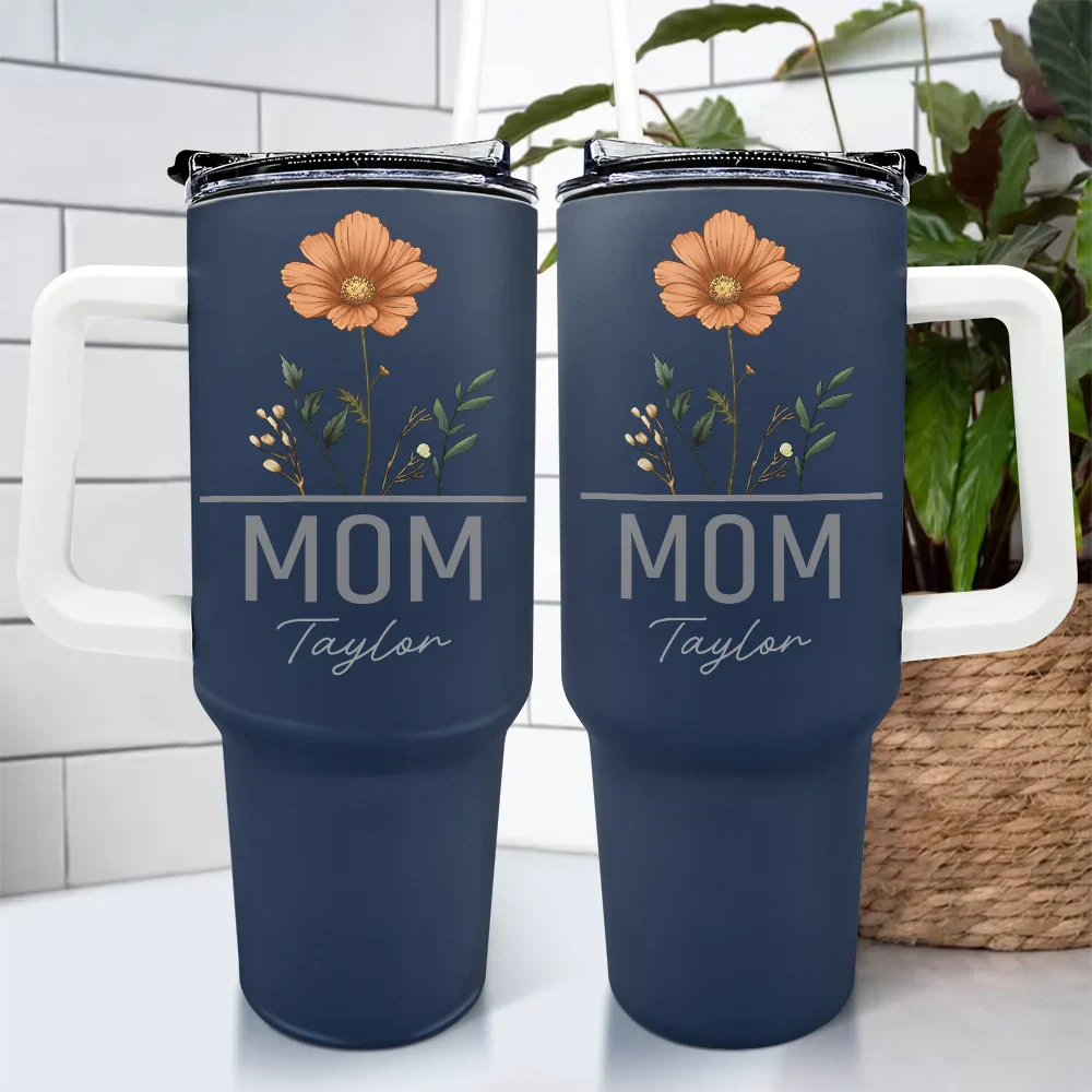 Nana Grandma Mom Birth Flowers - Personalized 40oz Tumbler With Straw - Image 4