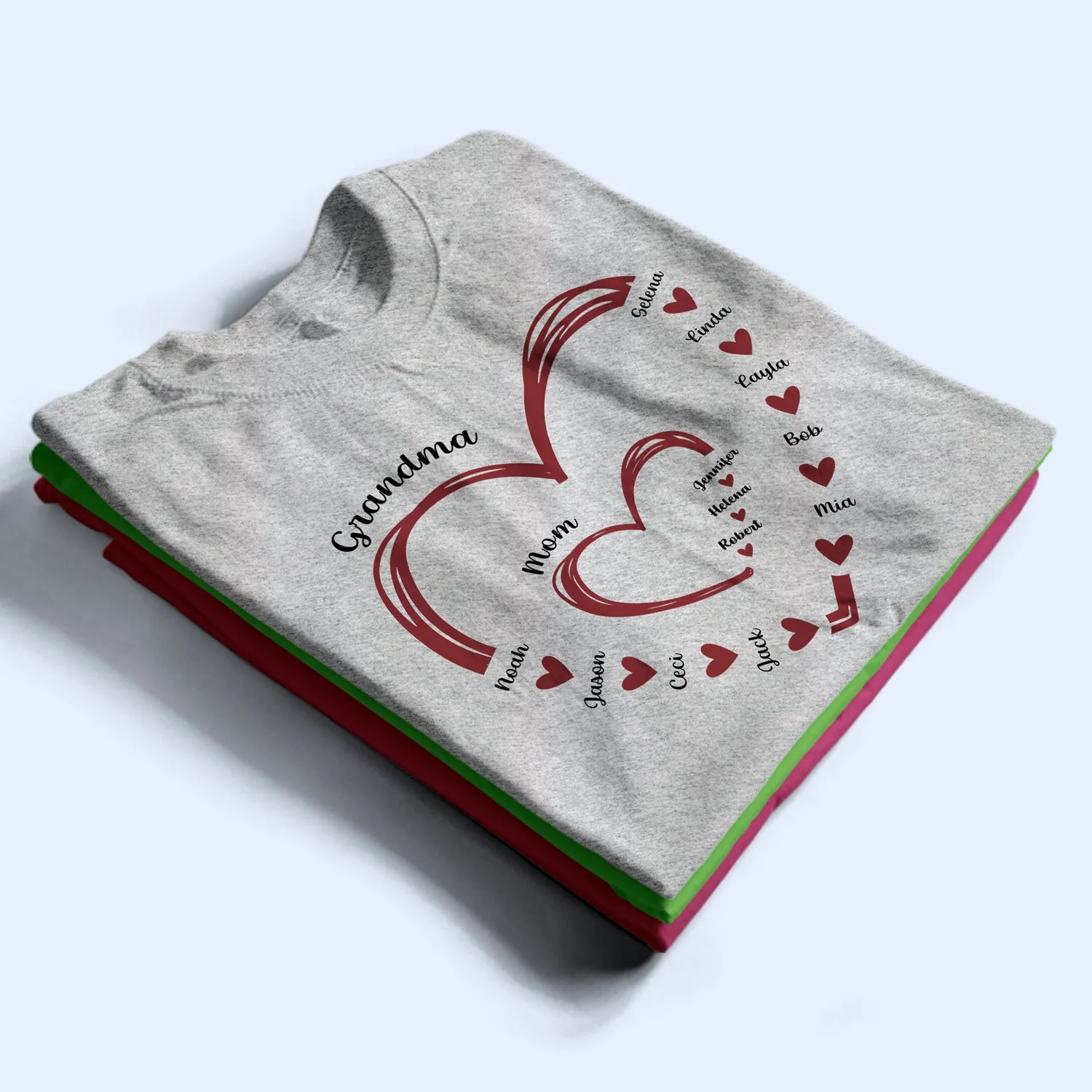 Nana Mama Little Hearts - Birthday, Loving Gift For Mom, Grandma - Personalized T Shirt - Image 2