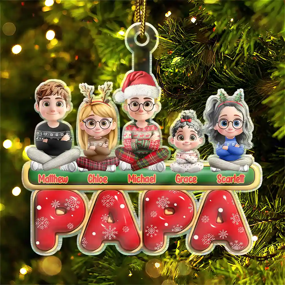 Nana Mama Papa 3D Effect - Personalized Custom Shaped Acrylic Ornament - Image 2