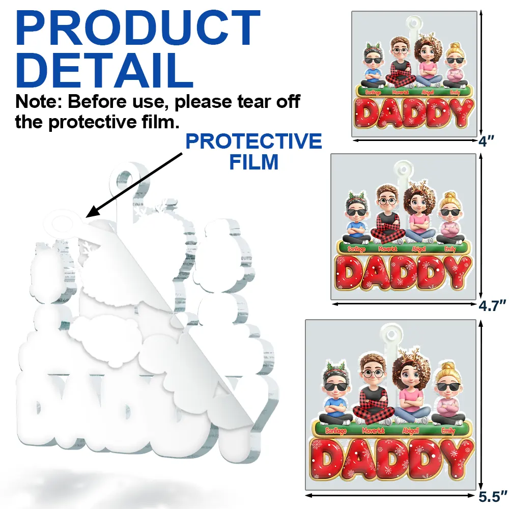 Nana Mama Papa 3D Effect - Personalized Custom Shaped Acrylic Ornament - Image 8