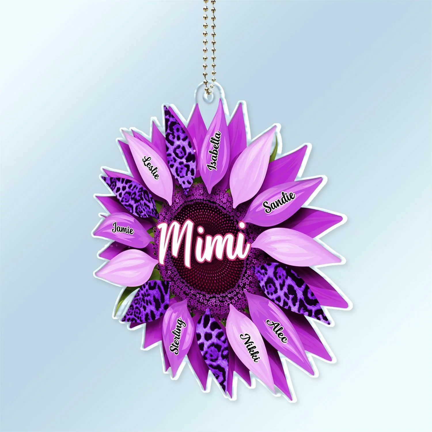 Nana, Mom, Auntie Family Sunflower - Birthday, Loving Gift For Mother, Grandma, Grandmother - Personalized Acrylic Car Hanger - Image 2