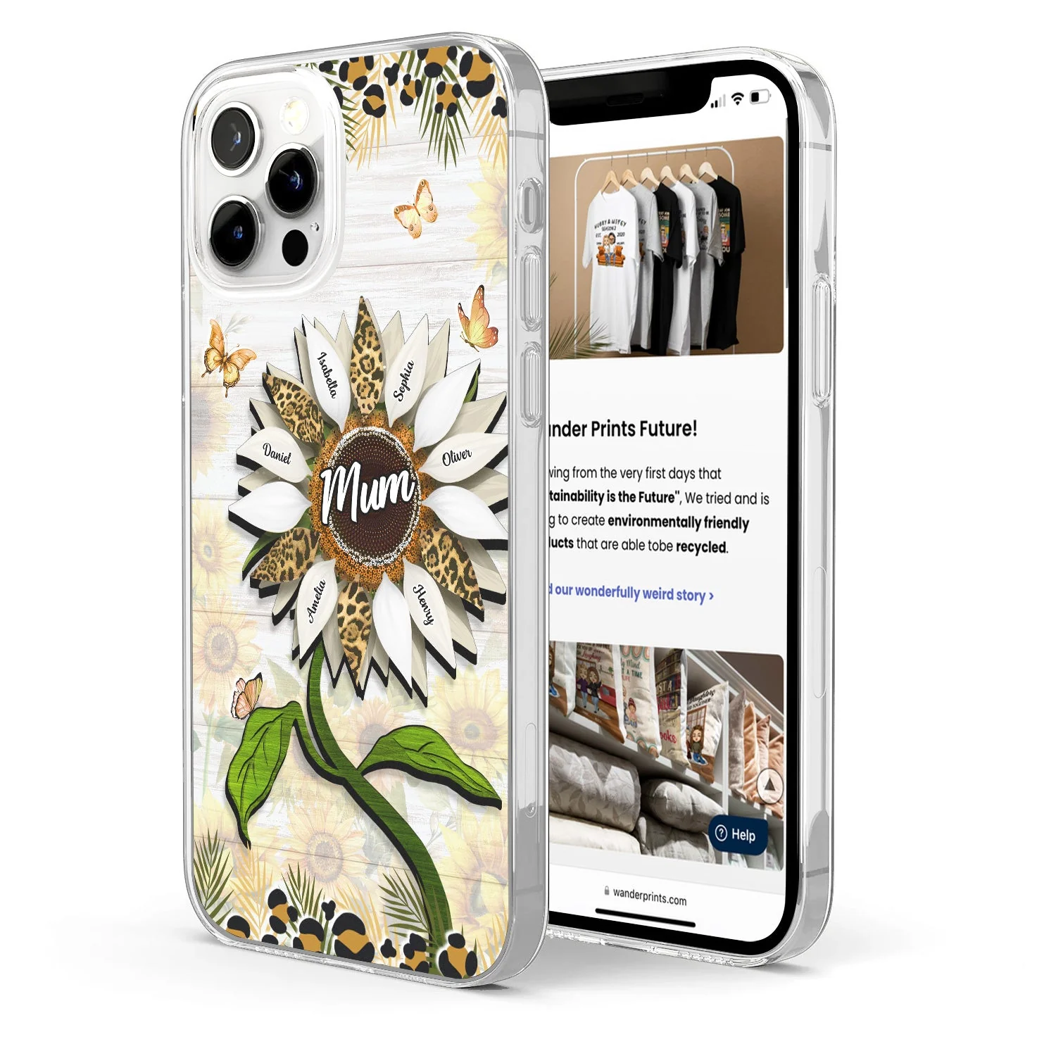 Nana, Mom, Auntie Sunflower - Birthday, Loving Gift For Mother, Grandma, Grandmother - Personalized Clear Phone Case - Image 2