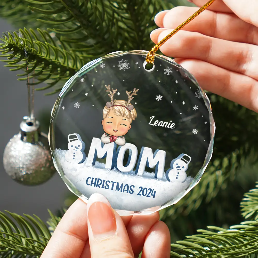 Nana Papa Grandkids Christmas Grandparents - Personalized Circle Glass Ornament - Image 2