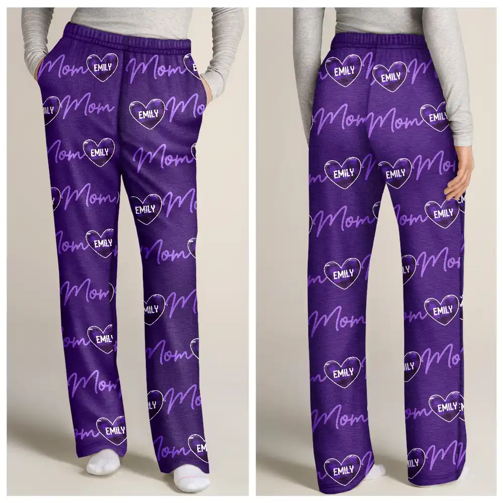 Nana Papa Mom Dad Sweethearts Custom Title And Names - Personalized Pajama Pants - Image 3